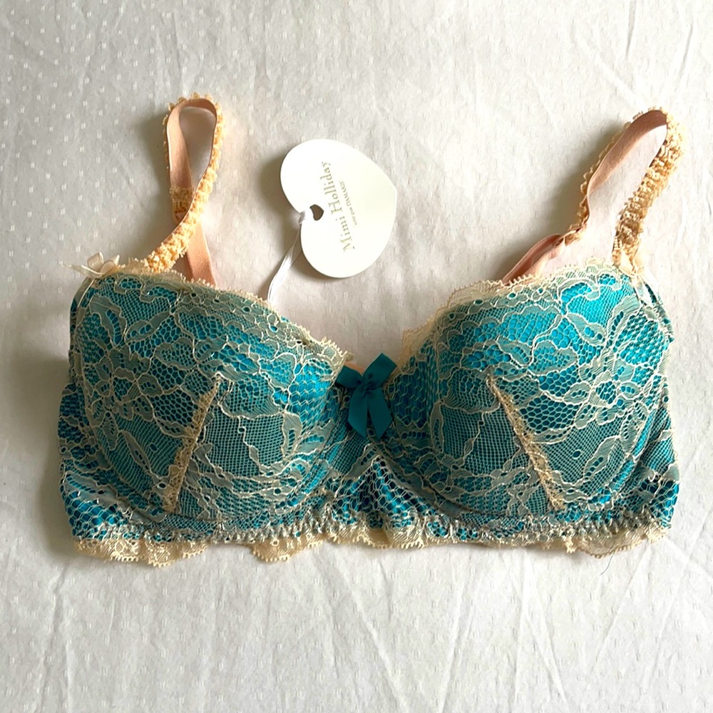 MIMI HOLLIDAY Turquoise/Nude Balconette Bra